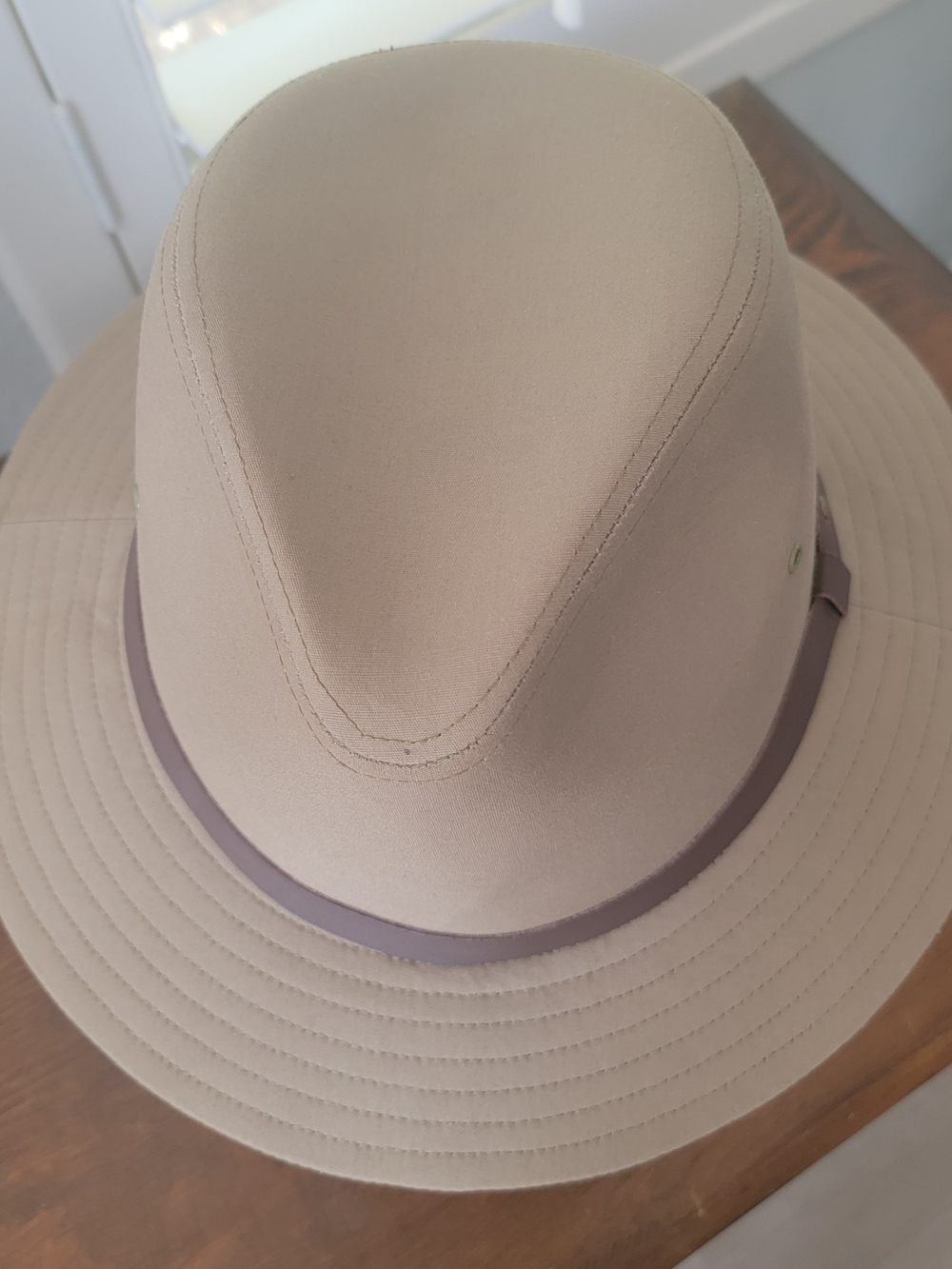 Dobbs Men's Light Beige Safari Hat with Brown Leather Band SZ 7.5